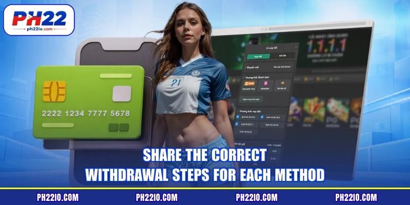 Share the correct withdrawal steps for each method